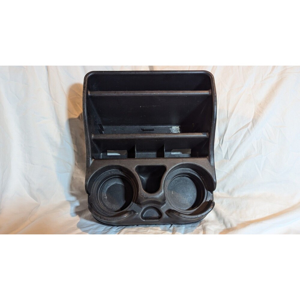 Black Auto Consol 2 Cup Holder Extra Pockets Hard Plastic Consol